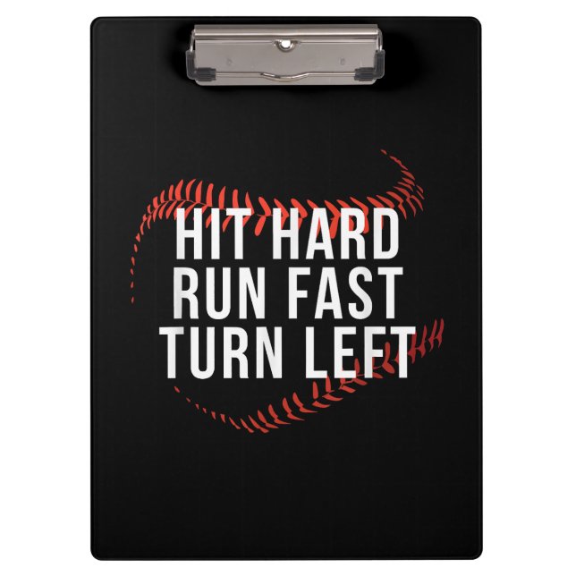 Porte-bloc Hit Hard Run Fast Turn Left Drôle Lecteur De Baseb (Devant)