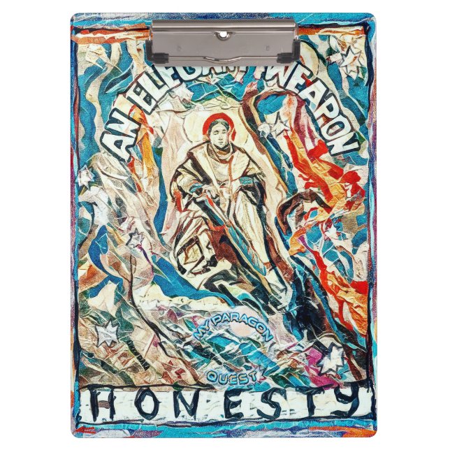 Porte-bloc Honnêteté, une arme élégante. (Devant)