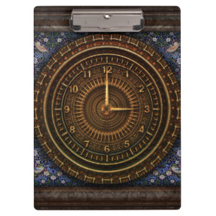 Porte-bloc Horloge bleue marron steampunk victorienne