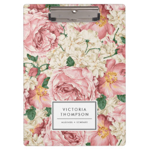 Porte-bloc Hortensias ivoires et roses de jardin roses Floral