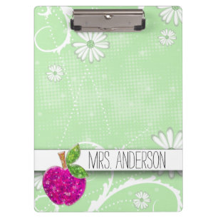 Porte-bloc Hot rose Neon Green Enseignants Apple Nom de la cl
