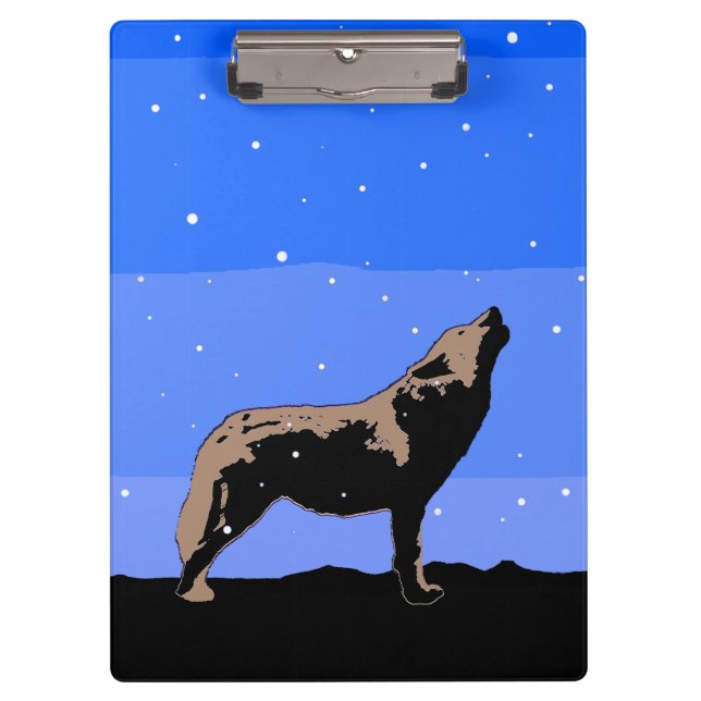 Porte-bloc Howling Wolf en hiver - Art faunique original (Devant)