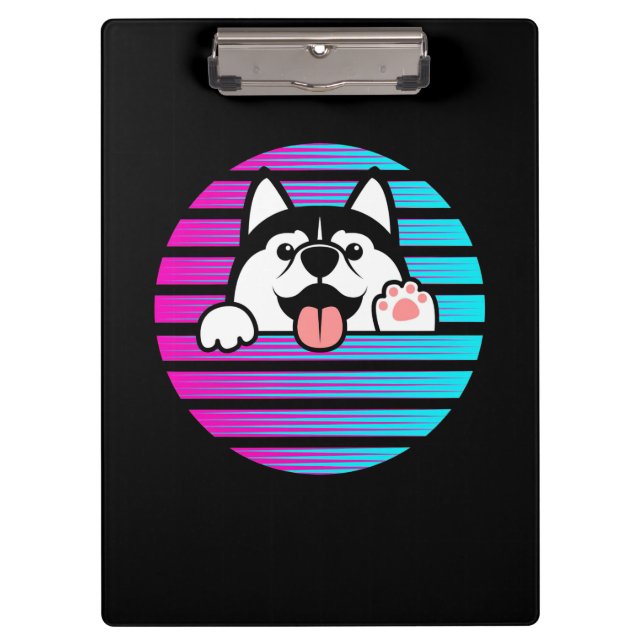 Porte-bloc Husky Chien Retro Vintage (Devant)