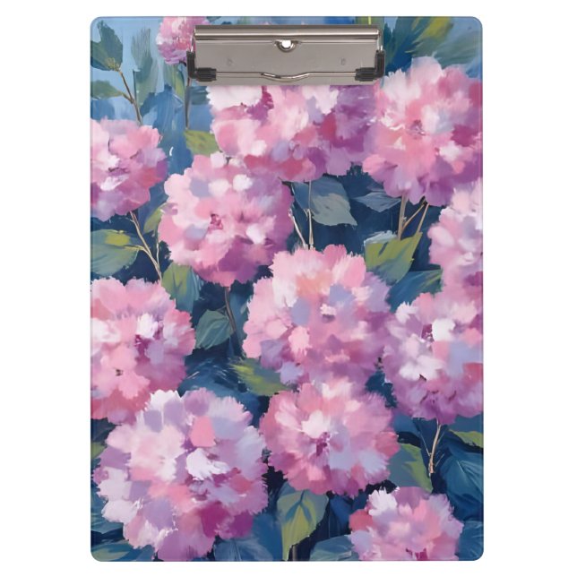 Porte-bloc Hydrangeas Rose Pâle Aquarelle Florale (Devant)