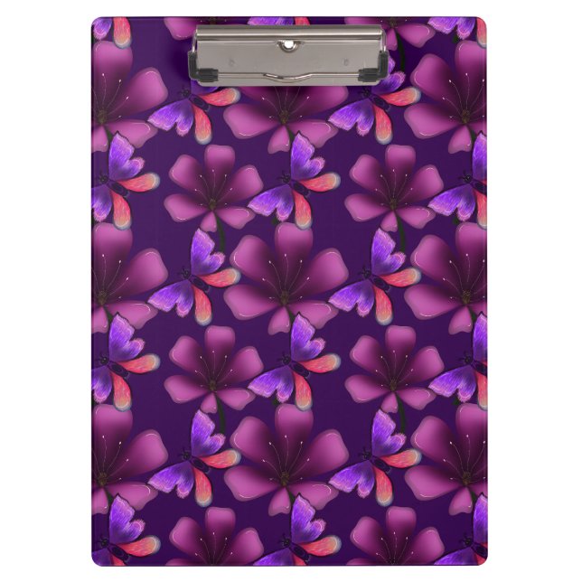 Porte-bloc Hyper-Bloom Papillon Violet : Floral foncé (Devant)