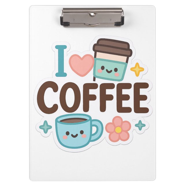 Porte-bloc I Love Coffee Cute Kawaii Sticker – Adorable Coffe (Devant)
