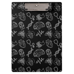 Porte-bloc Icônes médicales à motif noir et blanc minimaliste
