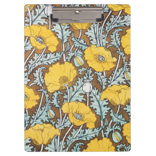 Porte-bloc illustration d'art pavot fleur jaune
