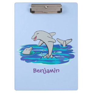 Porte-bloc Illustration de dauphins heureux adorables