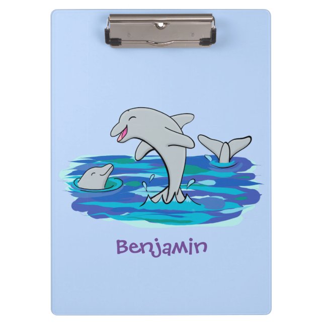 Porte-bloc Illustration de dauphins heureux adorables (Devant)