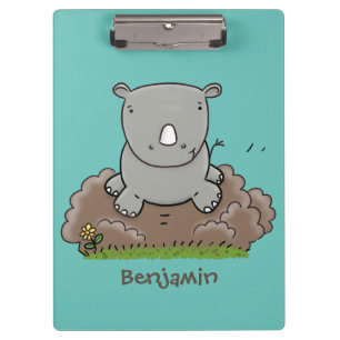 Porte-bloc Illustration de dessin animé de bébé rhinocéros mi