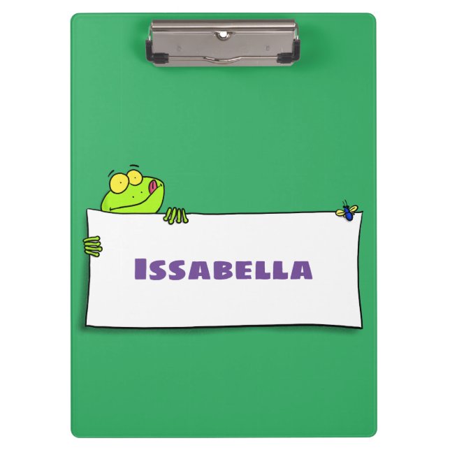 Porte-bloc Illustration de dessin animé de grenouille verte m (Devant)