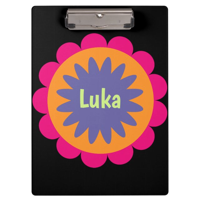 Porte-bloc illustration de formes florales orange et rose (Devant)