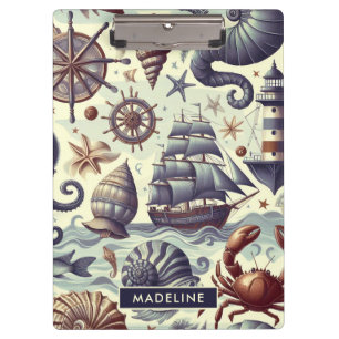 Porte-bloc Illustration de la Vie marine nautique vintage