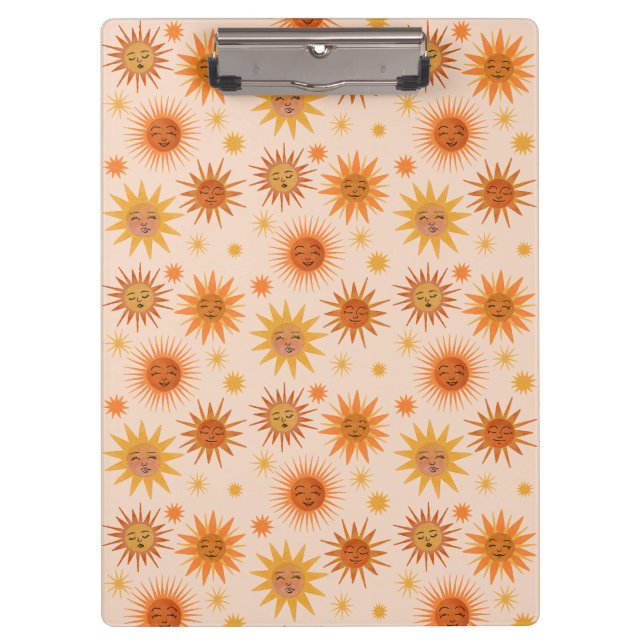 Porte-bloc Illustration de l'aquarelle orange Sun Face (Devant)