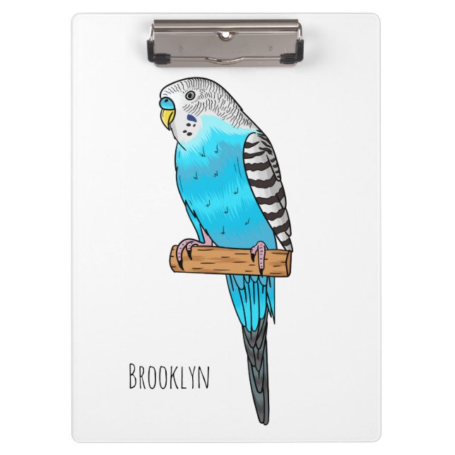 Porte-bloc Illustration de l'oiseau bleu budgerigar (Devant)