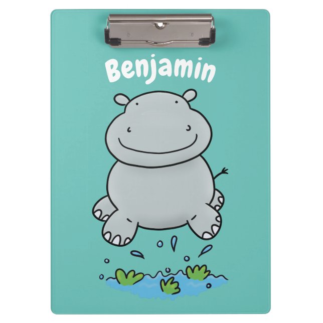 Porte-bloc Illustration de saut en hippo mignon (Devant)