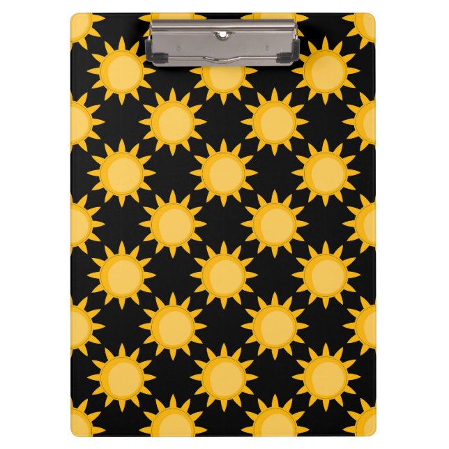 Porte-bloc Illustration de soleil brillant sur motif noir Des (Devant)