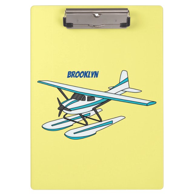 Porte-bloc Illustration d'hydravion bleu blanc (Devant)