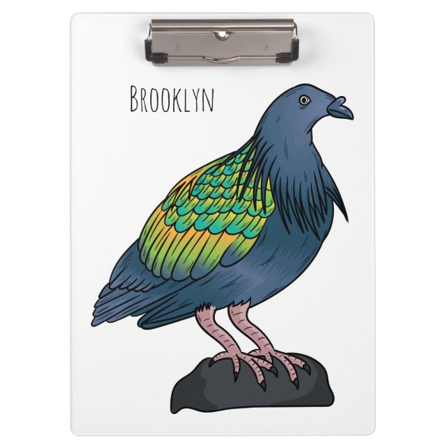 Porte-bloc Illustration d'oiseau de pigeon de Nicobar (Devant)