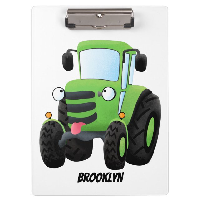 Porte-bloc Illustration du joli joyeux tracteur agricole vert (Devant)