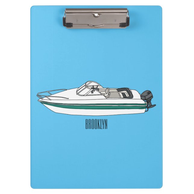 Porte-bloc Illustration d'un bateau à moteur (Devant)