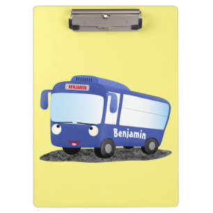 Porte-bloc Illustration d'un bus moderne bleu mignon