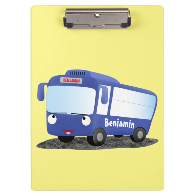 Porte-bloc Illustration d'un bus moderne bleu mignon (Devant)