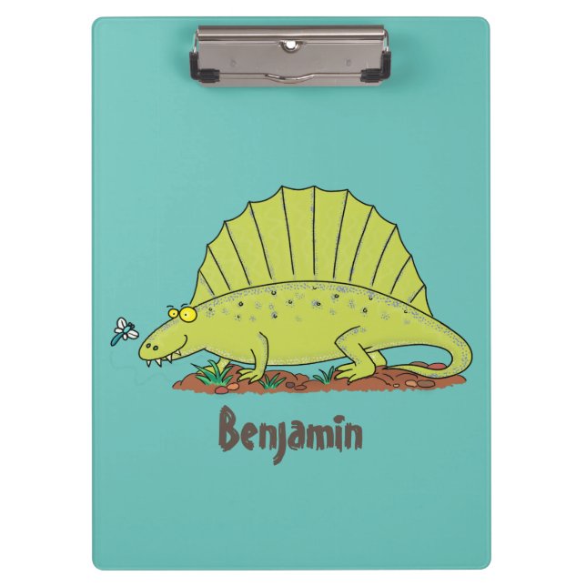 Porte-bloc Illustration d'un dimétrodon vert mignon (Devant)