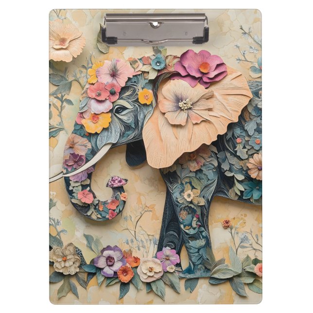 Porte-bloc Illustration florale des éléphants (Devant)