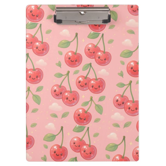 Porte-bloc Illustration joyeuse de Kawaii Cherry Motif (Devant)