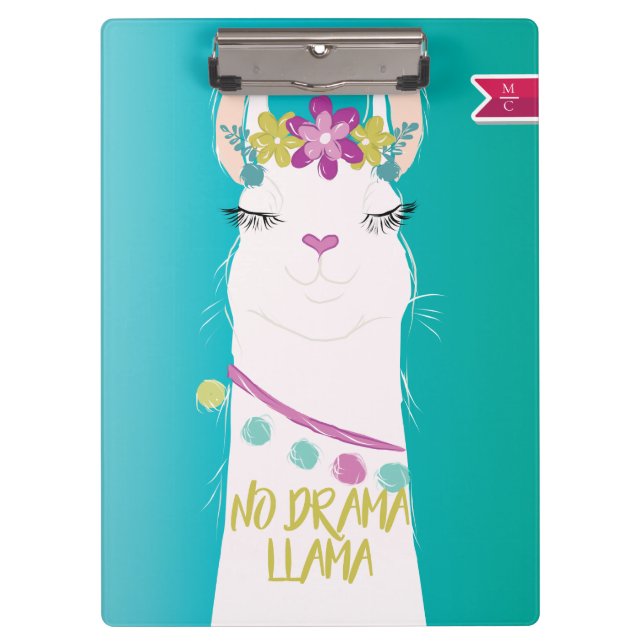 Porte-bloc Illustration No Drama Llama Monogramme (Devant)
