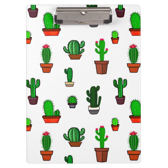 Porte-bloc Illustrations de cactus mignons sur fond blanc (Devant)