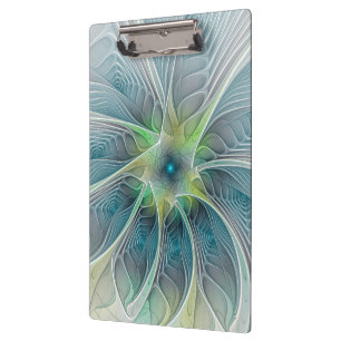 Porte-bloc Imaginaire fleuri Moderne Bleu Vert Fractal Fleur