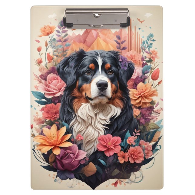 Porte-bloc imaginaire floral 3D Bernese Mountain Dog Birds Vi (Devant)