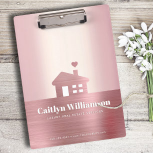 Porte-bloc Immobilier Rose Rose Or Foil Broker Agent House