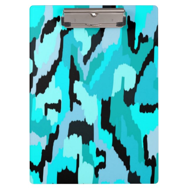 Porte-bloc Impression Abstraite turquoise et noire (Devant)