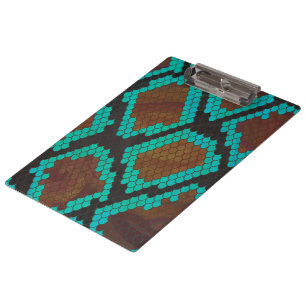 Porte-bloc Impression Brown et Turquoise de serpent
