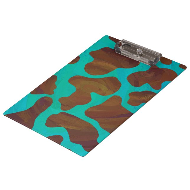 Porte-bloc Impression Brown et Turquoise de vache (Incliné)