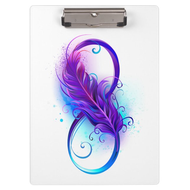 Porte-bloc Infini avec plume violette (Devant)