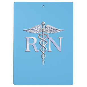 Porte-bloc Infirmière diplômée IR Caducée sur décoration Bleu