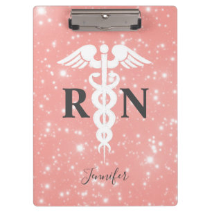 Porte-bloc Infirmière inscrite rose RN Script personnalisé