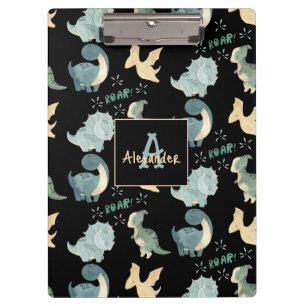 Porte-bloc Initiale personnalisée et nom Dinosaur Motif
