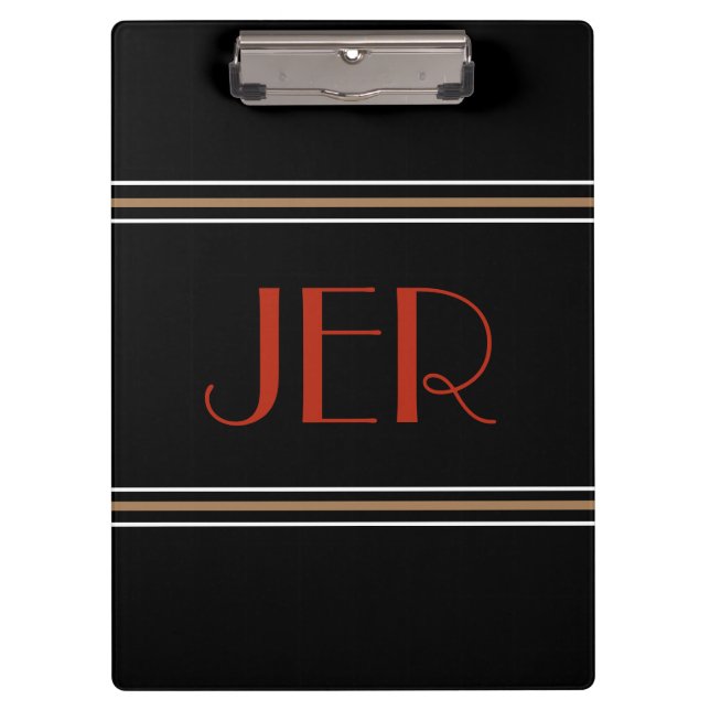 Porte-bloc Initiales Monogrammées de Luxe Noires Rouges (Devant)