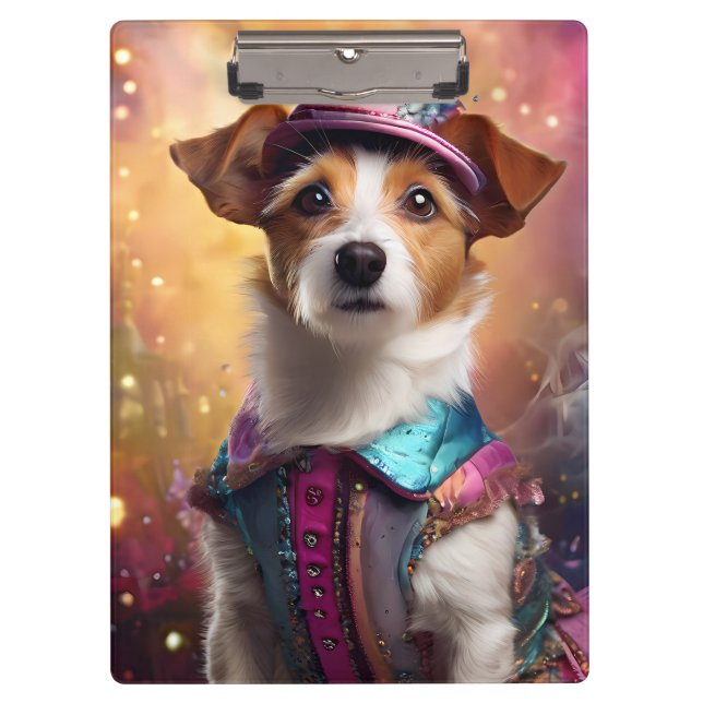 Porte-bloc Jack Russell en costume vibrant (Devant)