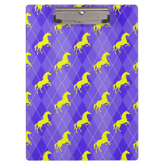 Porte-bloc Jacquard violet et jaune, Cheval, équestre (Devant)