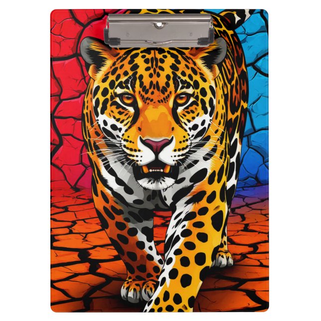 Porte-bloc Jaguar sur fond de terre fissurée (Devant)