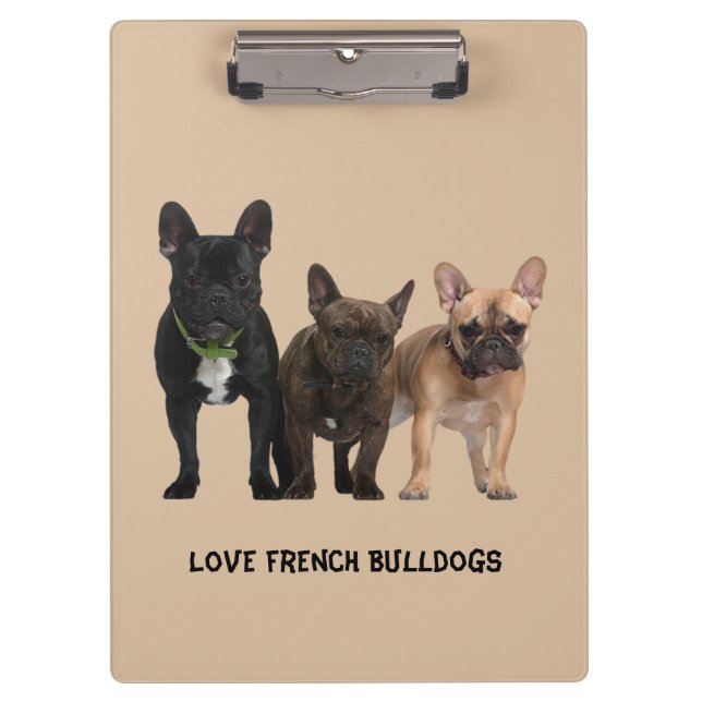 Porte-bloc J'aime les bouledogues français (Devant)