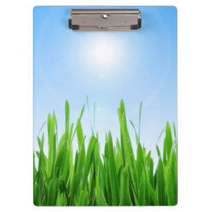 Porte-bloc Jardin à l'herbe verte avec conception de ciel ble