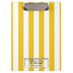 Porte-bloc Jaune Clair et Rayures Blanches Moderne Personnali